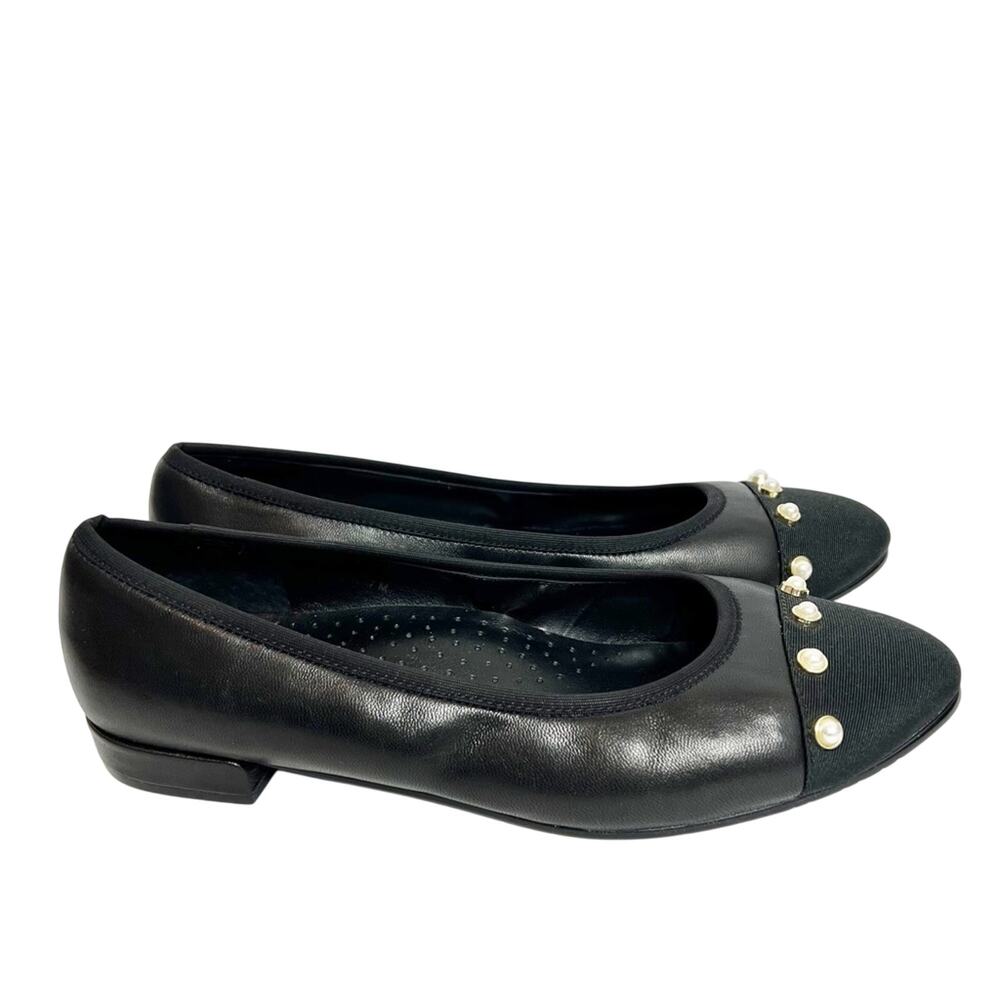 VANELO PEARL GOLD LEATHER BLACK GOLD WOMEN FLATS SIZE 7